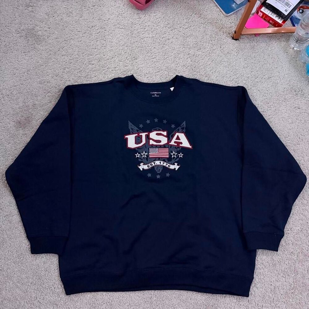 USA Patriotic Vintage Navy and Black Crewneck